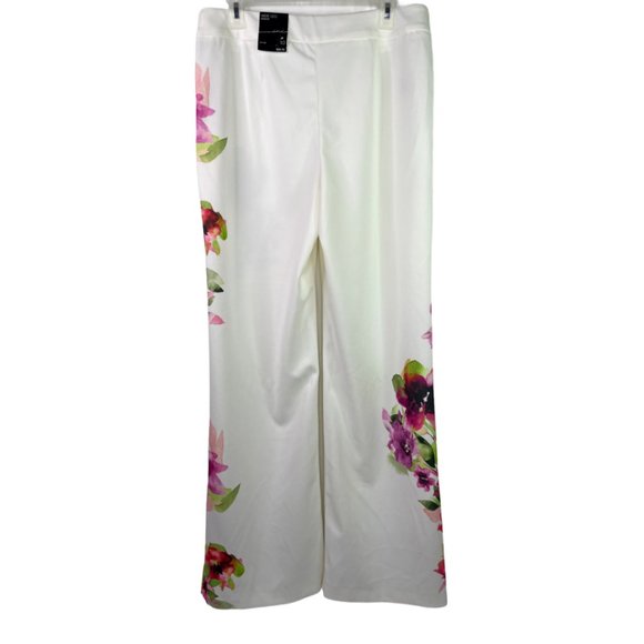 INC International Concept Floral Wide Leg Pants Size: 10 - Picture 2 of 3